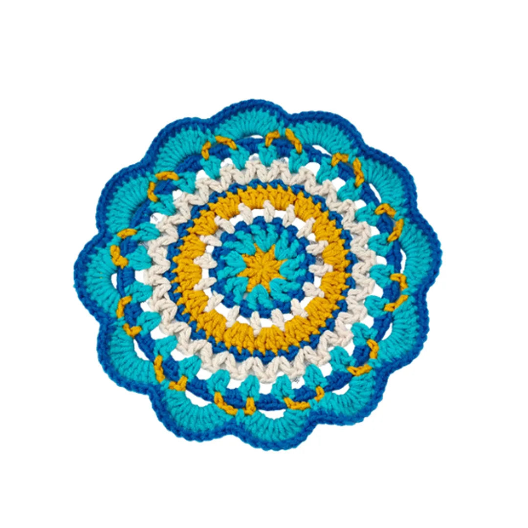 Handmade Crochet Flower Coaster, Floral Cup Mat, Cute Table Decor