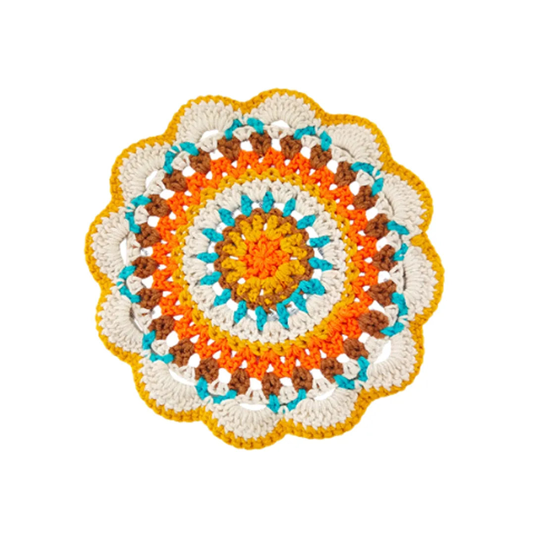 Handmade Crochet Flower Coaster, Floral Cup Mat, Cute Table Decor