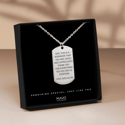 Personalized Necklace - Gift for Father, Husband or Boyfriend