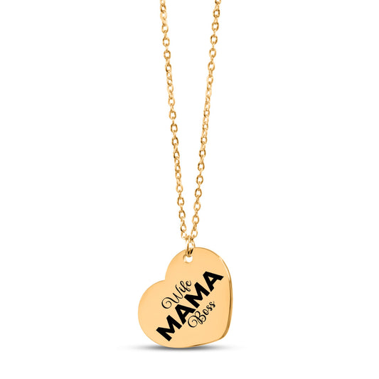 Wife-Mama-Boss - Heart Necklace with Personal Engraving