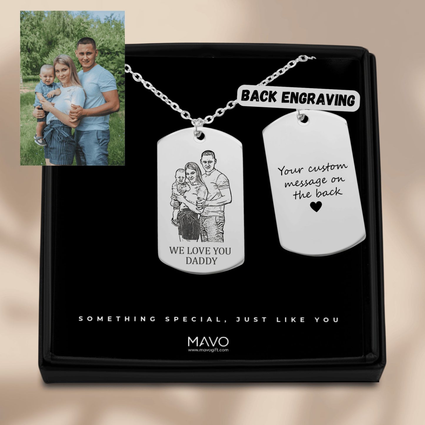 Personalized necklace with photo engraving