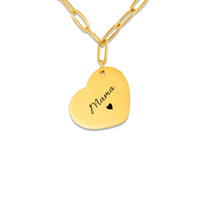 Mama Heart Necklace with Link Chain