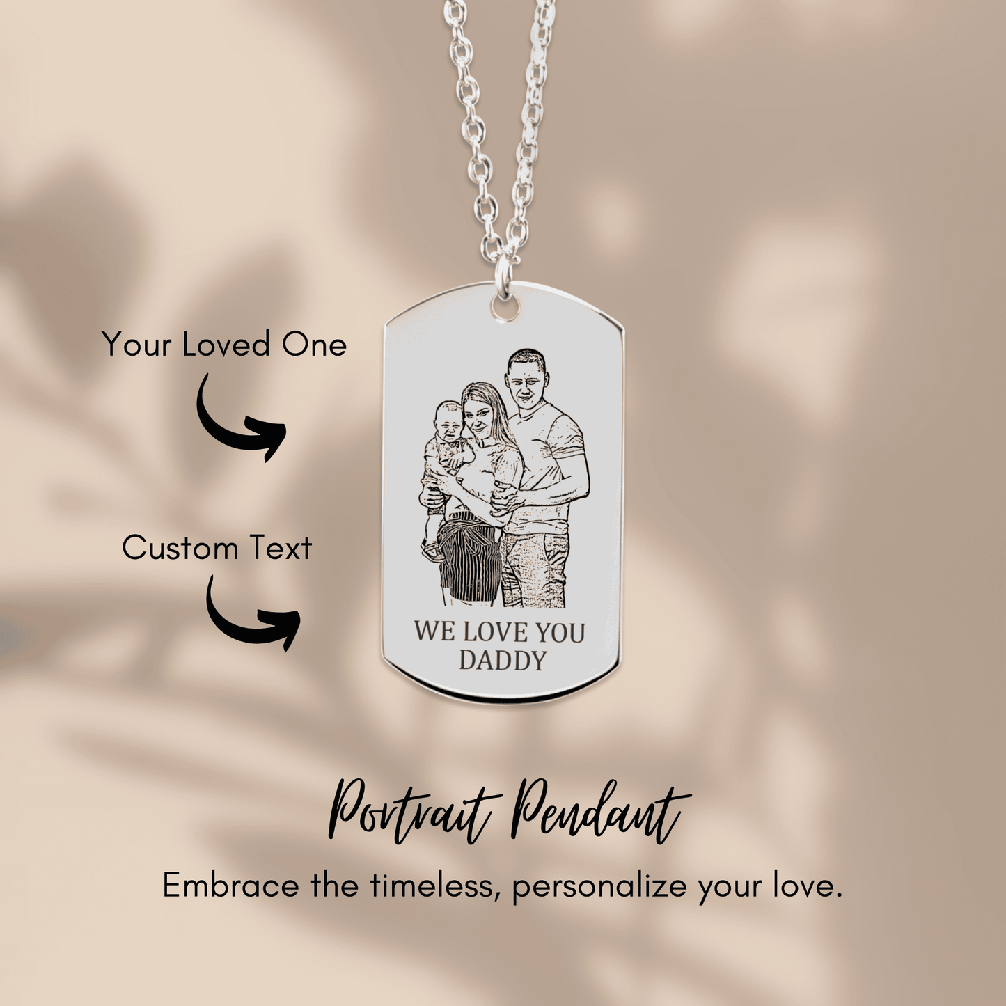 Personalized necklace with photo engraving